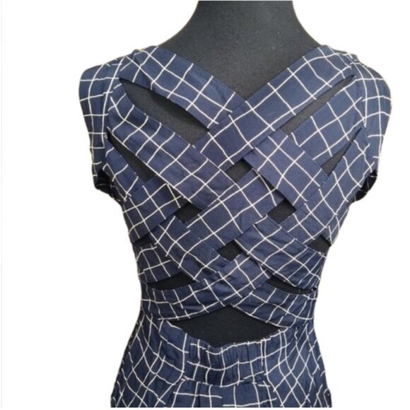 Kemistry Vintage Silk Rayon Navy & Ivory Dress - Picture 1 of 8
